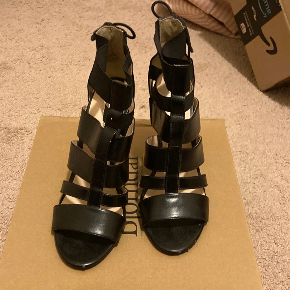 Nine West Black Strappy Heels